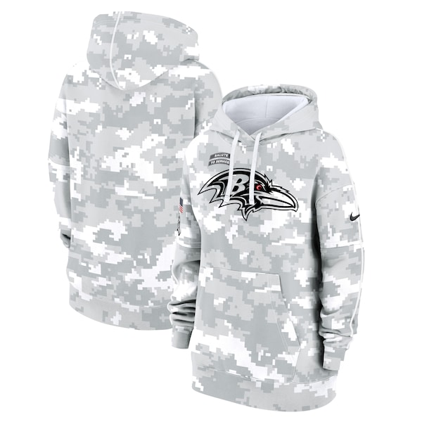 Baltimore Ravens Nike Women's 2024 Salute To Service Club Fleece Pullover Hoodie - Arctic Camo