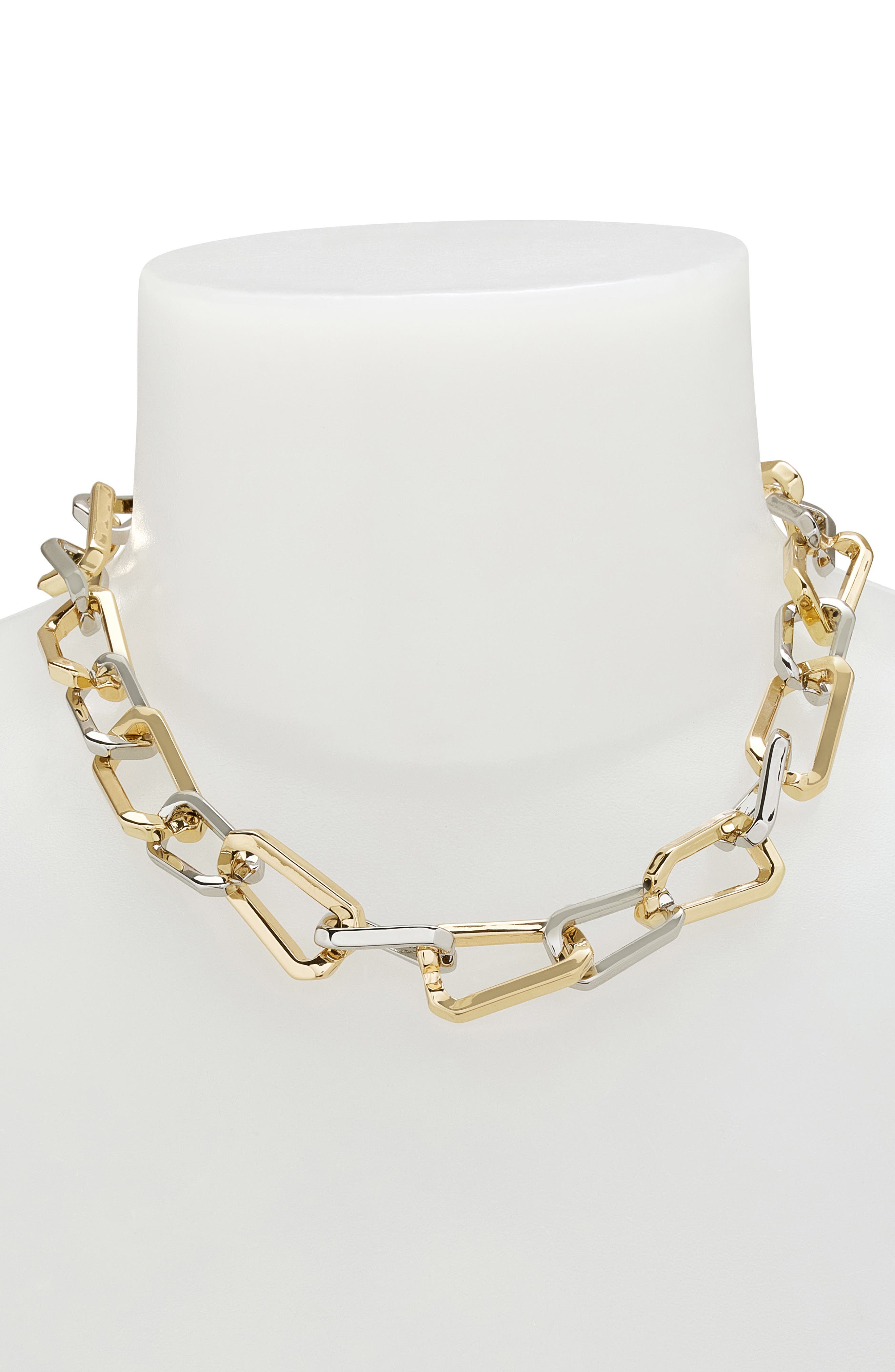 AllSaints Two Tone Assorted Hex Link Necklace