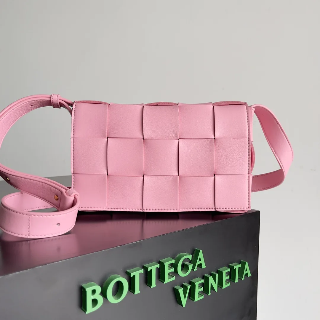 Bottega Veneta Pink Cassette Intrecciato Woven Leather Shoulder Bag product photo from LabelPicks
