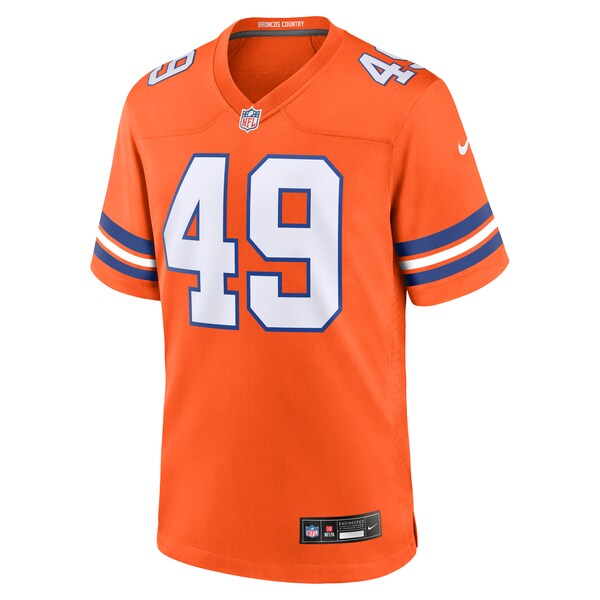 Dennis Smith Denver Broncos Nike Mile High Collection 1977 Throwback Retired Player Game Jersey - Orange