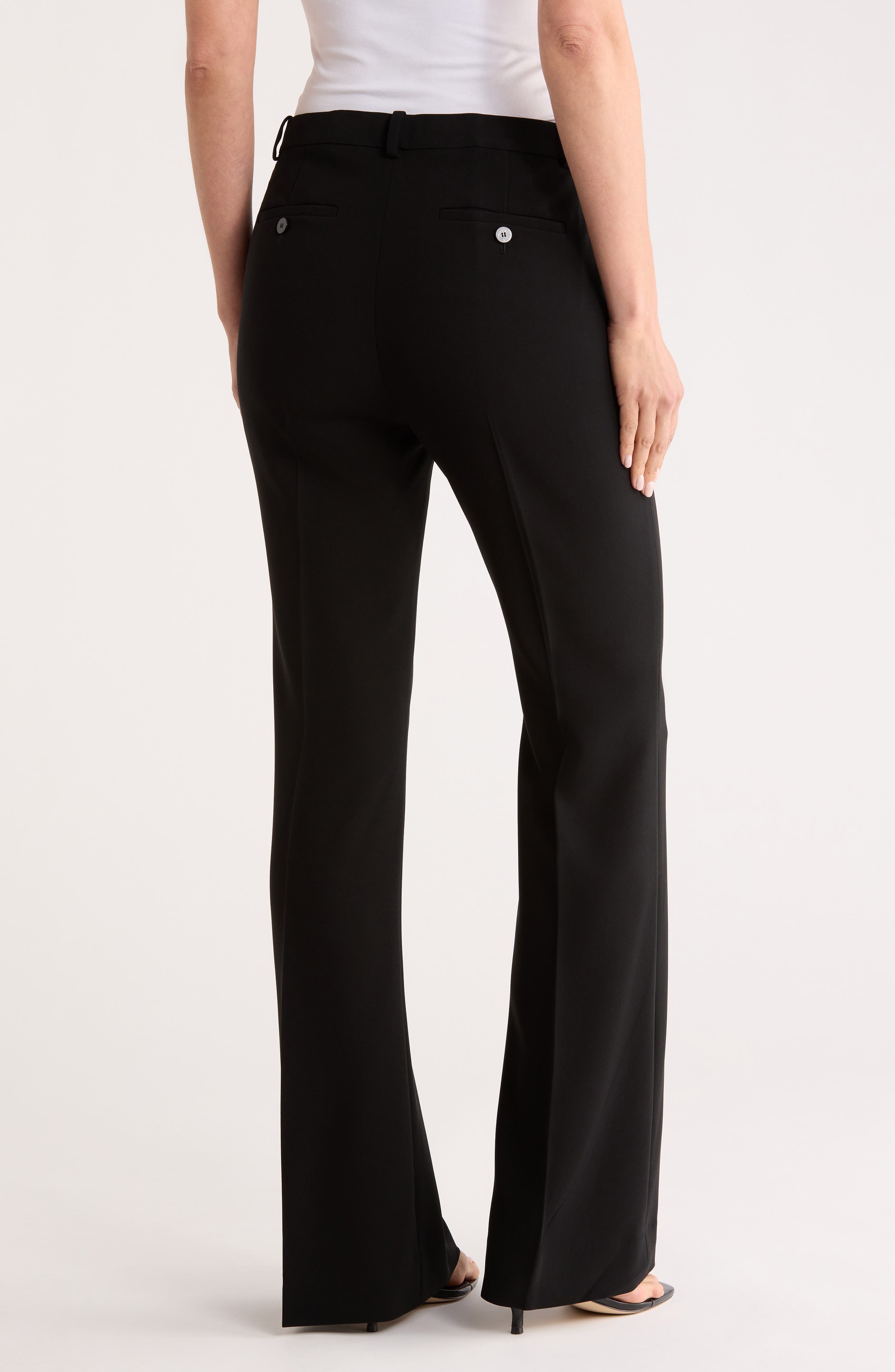 Theory High Waist Flare Leg Crepe Pants
