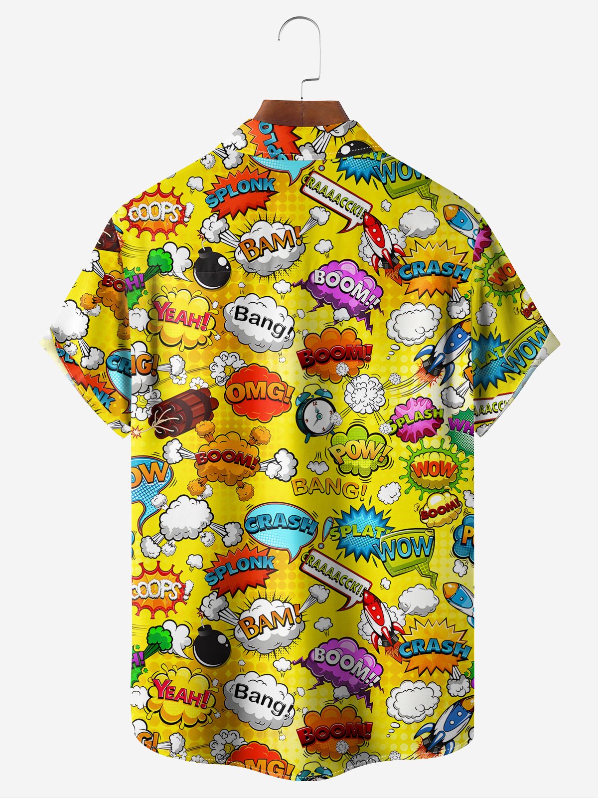 Abstract Letter Chest Pocket Short Sleeve Casual Shirt