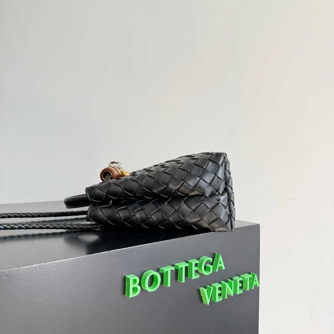 Bottega Veneta Black Andiamo Intrecciato Woven Leather Top Handle Bag product photo from LabelPicks