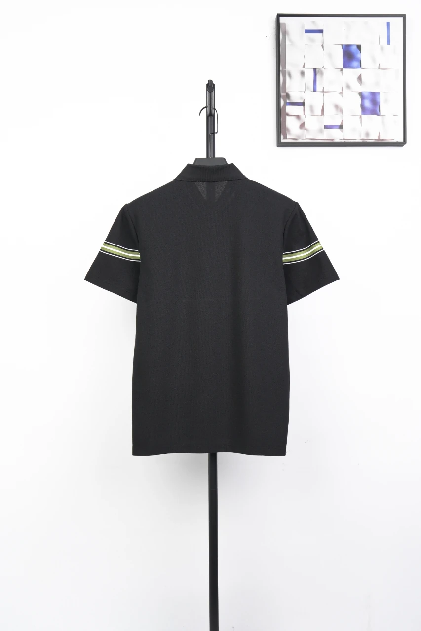 Burberry Black Stripe Equestrian Knight Embroidered Polo Shirt product photo from LabelPicks