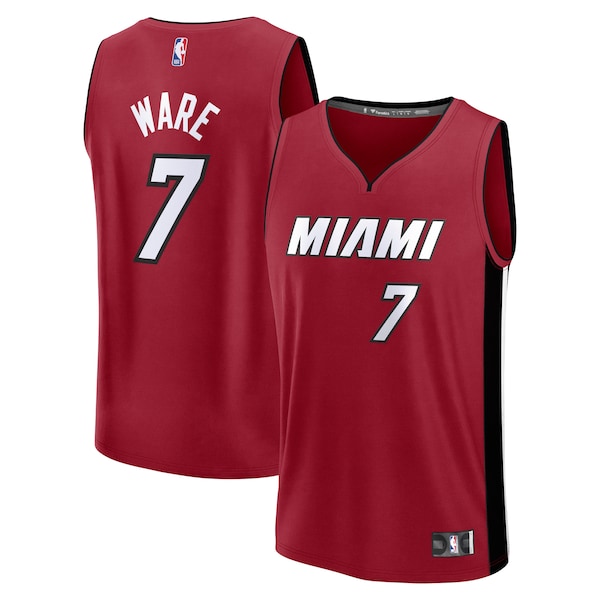 Kel'el Ware Miami Heat  Youth Fast Break Player Jersey - Statement Edition - Red