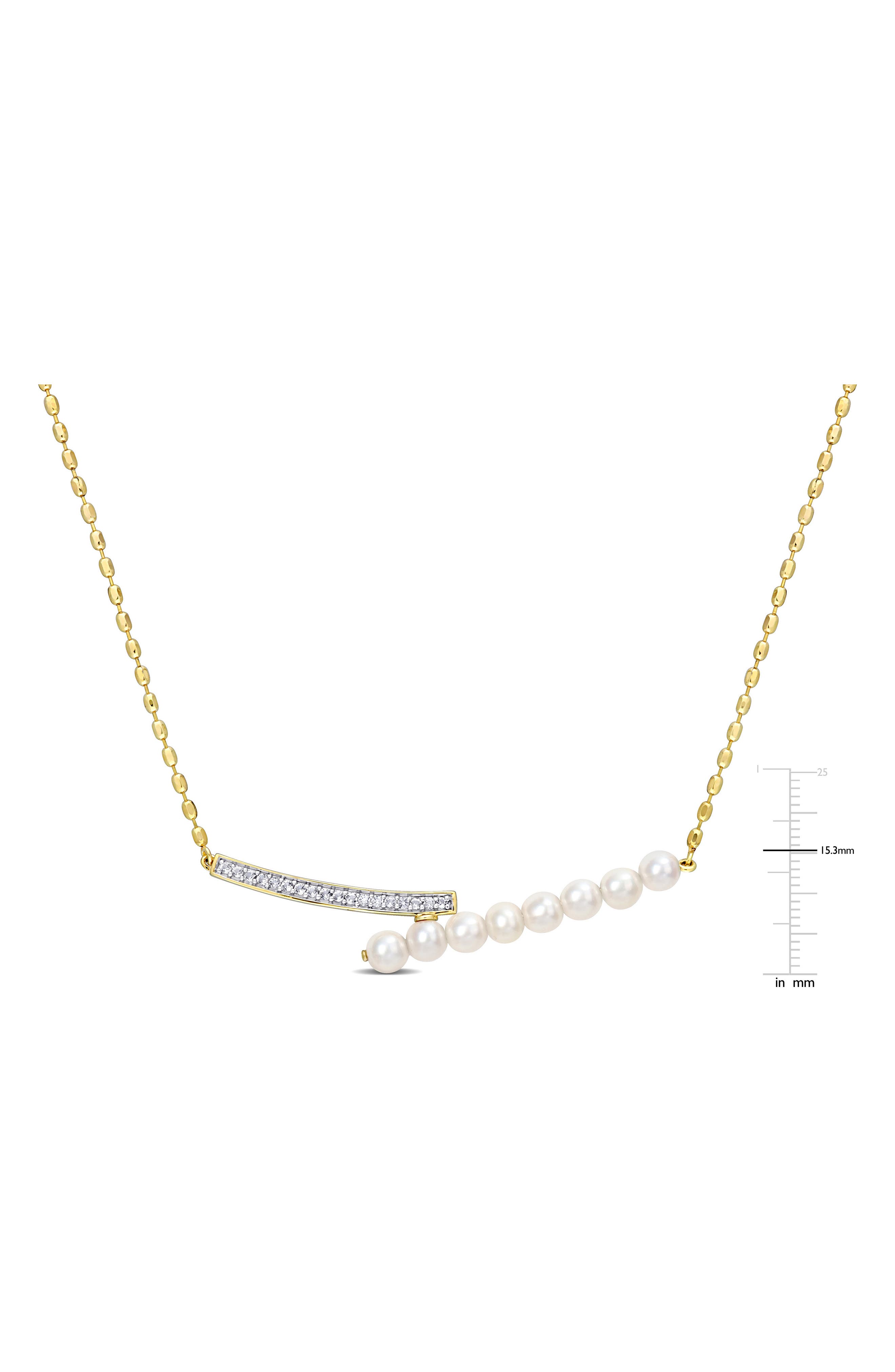 DELMAR 4-4.5mm Cultured Freshwater Pearl Bypass Bar Necklace