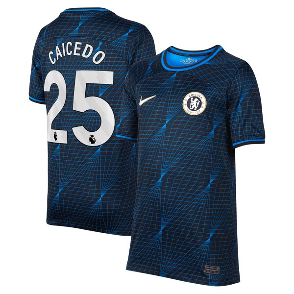 Moisés Caicedo Chelsea Nike Youth 2023/24 Away Stadium Replica Player Jersey - Navy