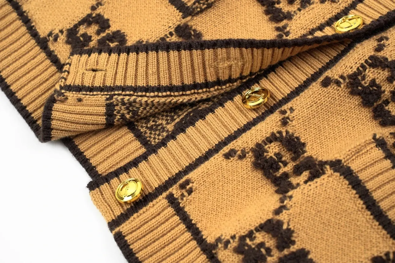 GUCCI Caramel Brown GG Jacquard Knit Cardigan product photo from LabelPicks