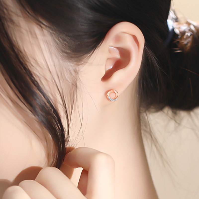 925 sterling silver weekly earrings for women, Korean style, ins-inspired, simple geometric design, elegant earrings, forest-themed weekly jewelry