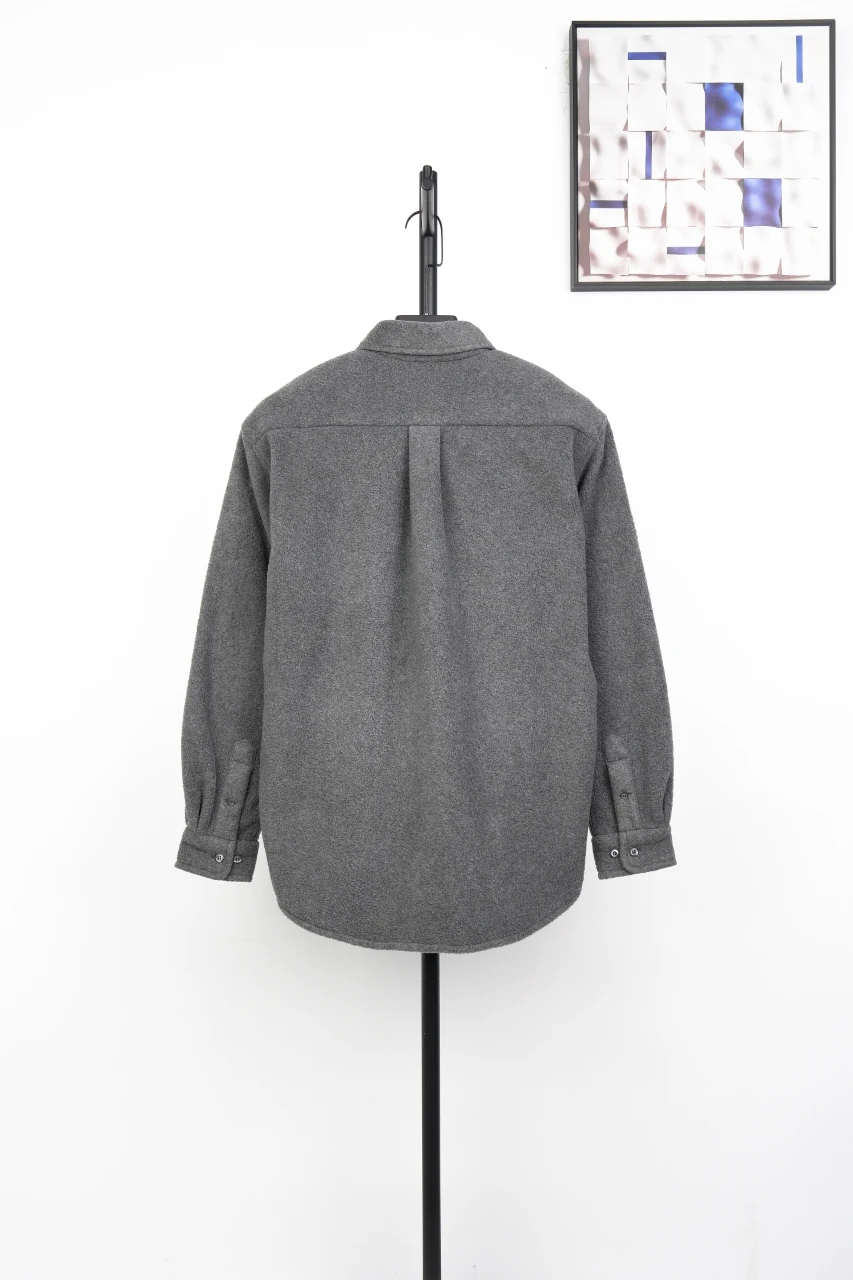 Miu Miu Grey Suede Feel Long Sleeve Shirt Jacket product photo from LabelPicks