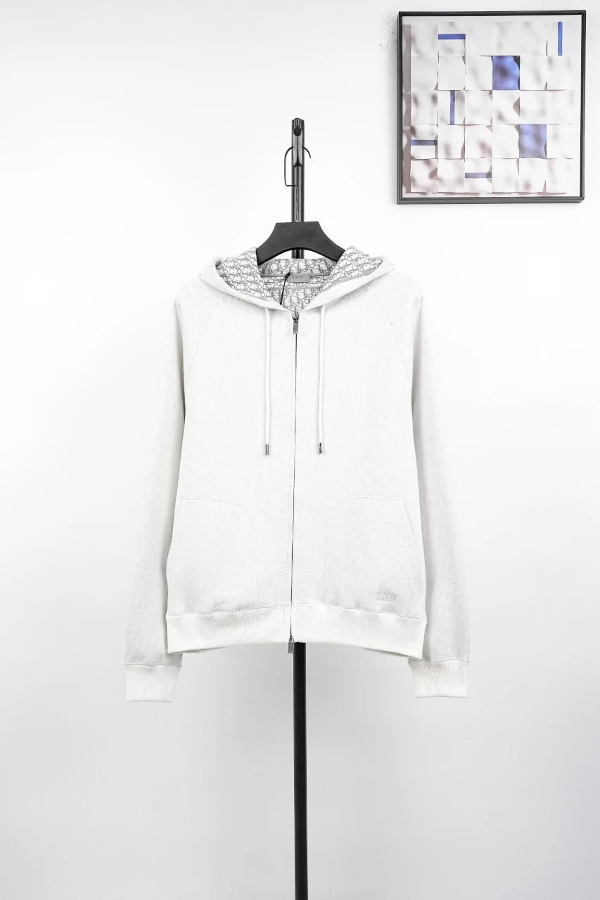 Dior White Allover Logo Knit Zip Jacket product photo from LabelPicks