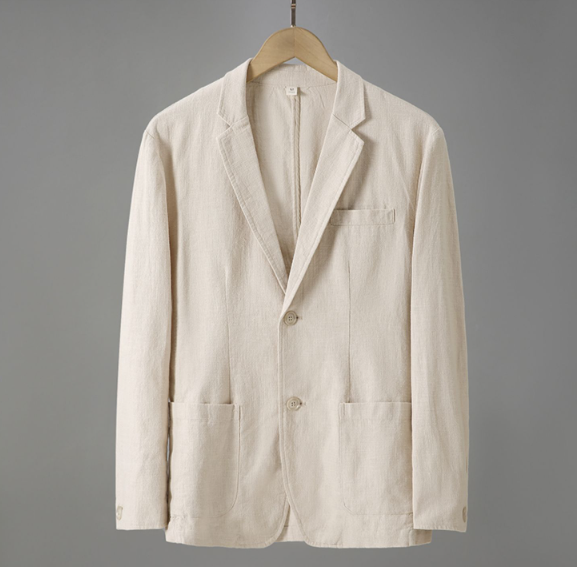 Spring and summer thin linen suit men's business casual loose literary single western jacket