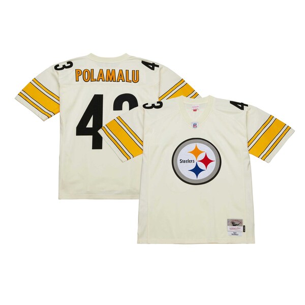 Troy Polamalu Pittsburgh Steelers Chainstitch Legacy Jersey - Cream
