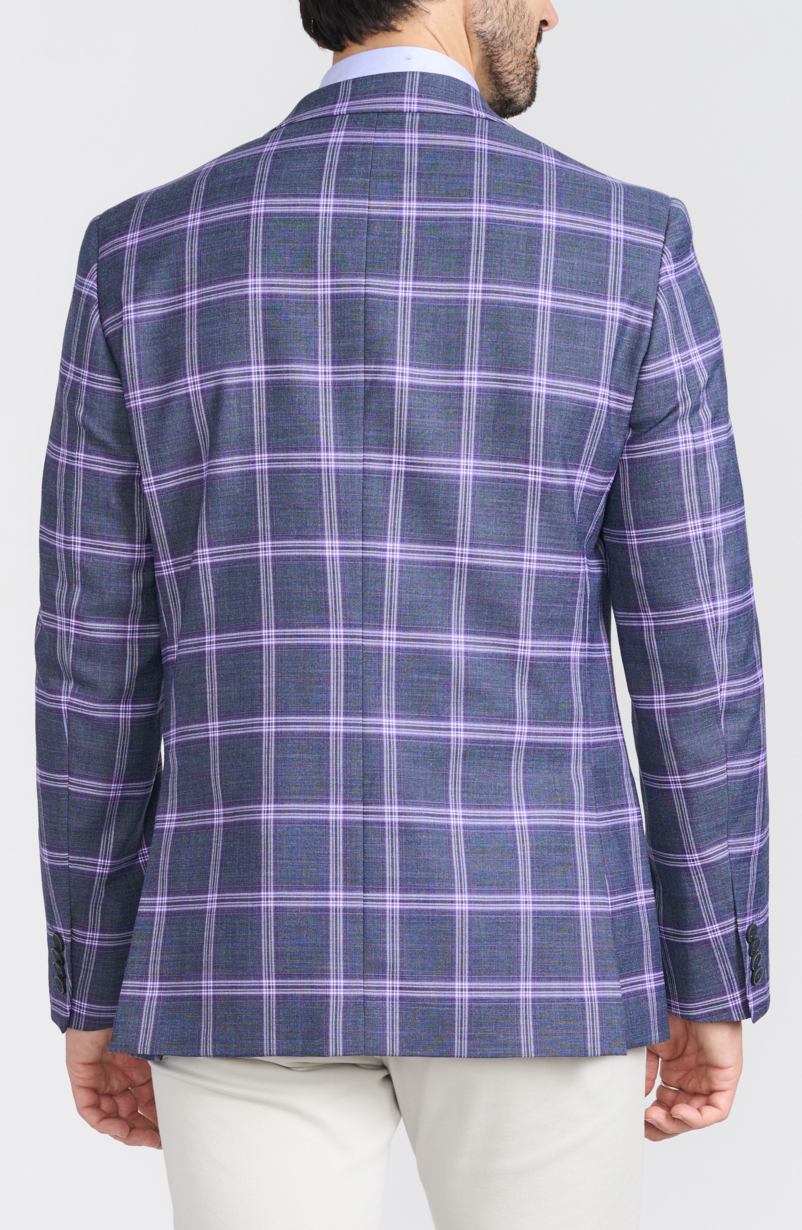 SAVILE ROW CO Savoy Plaid Peak Lapel Blazer