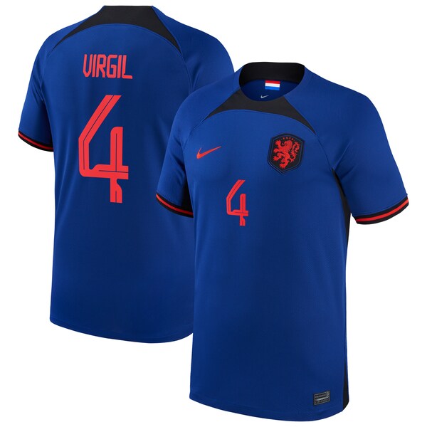 Virgil Van Dijk Netherlands National Team Nike 2022/23 Away Breathe Stadium Replica Player Jersey - Blue
