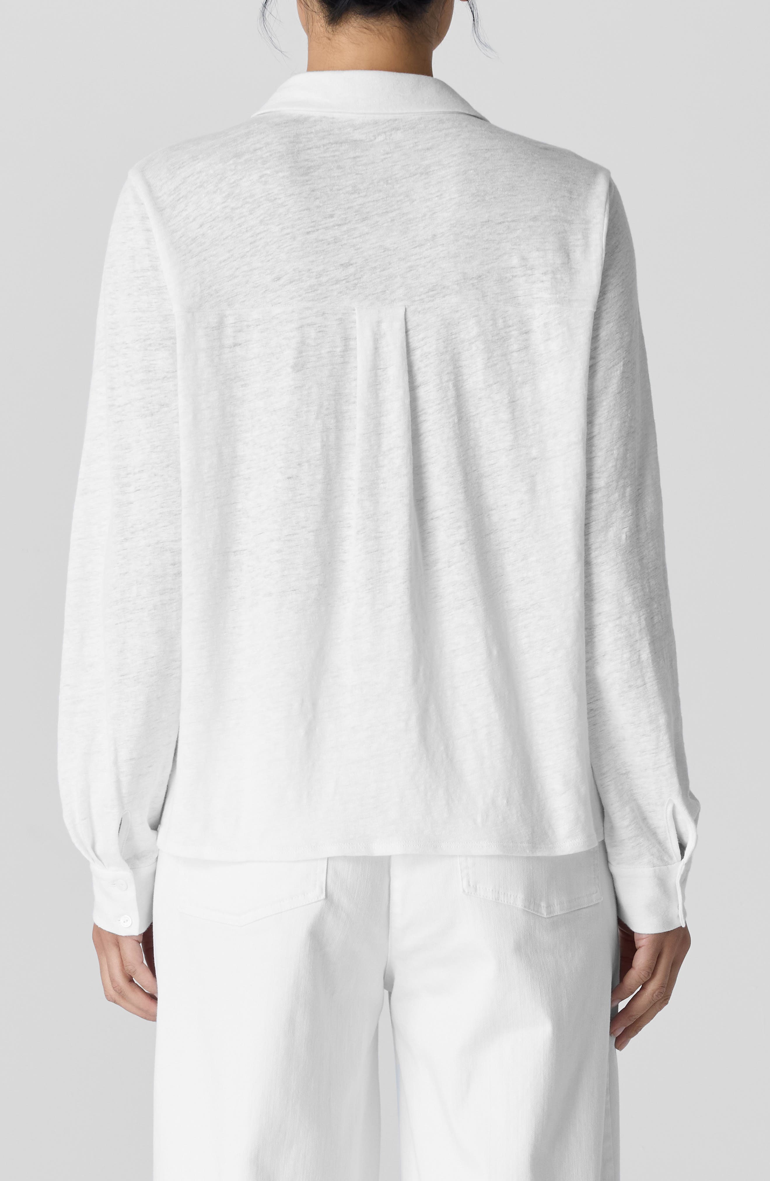 Eileen Fisher Classic Slim Fit Organic Linen Button-Up Shirt