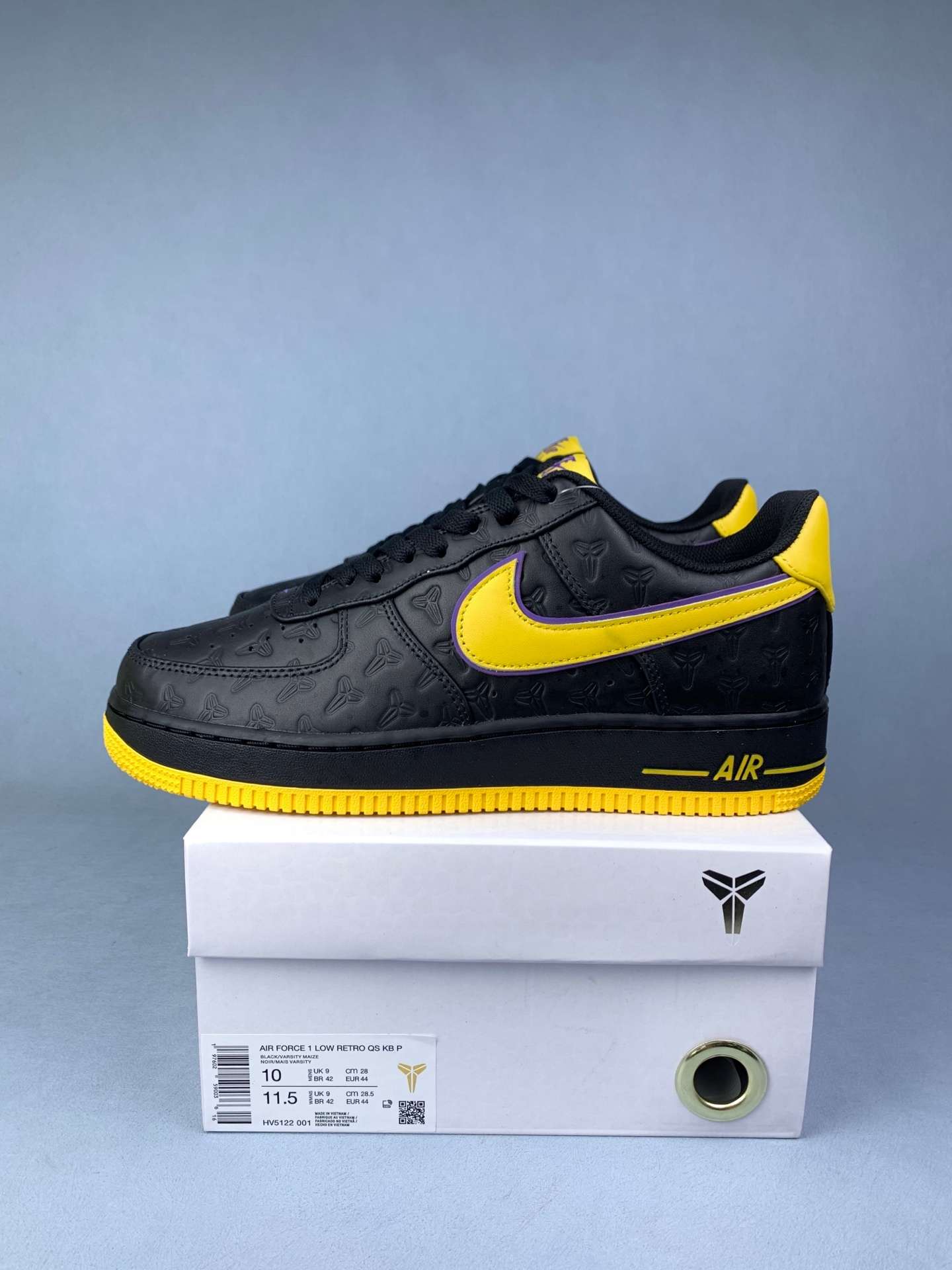 Kobe Bryant x Nike Air Force 1 Low Retro QS “Lakers Away” - Black/Varsity Maize/Varsity Purple