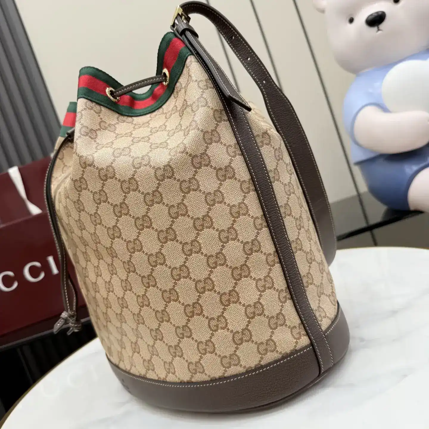Gucci Brown Generation Canvas and Leather Bucket Bag product photo from LabelPicks