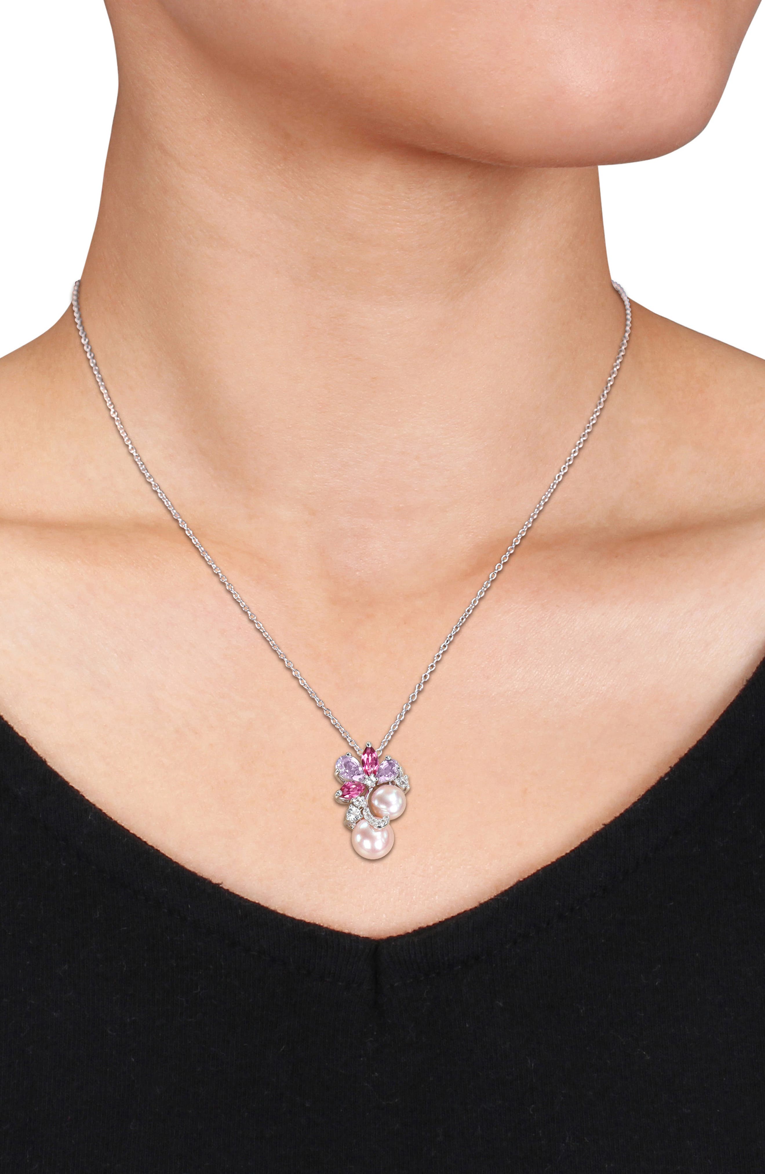 DELMAR 7-9mm Cultured Freshwater Pearl Pendant Necklace