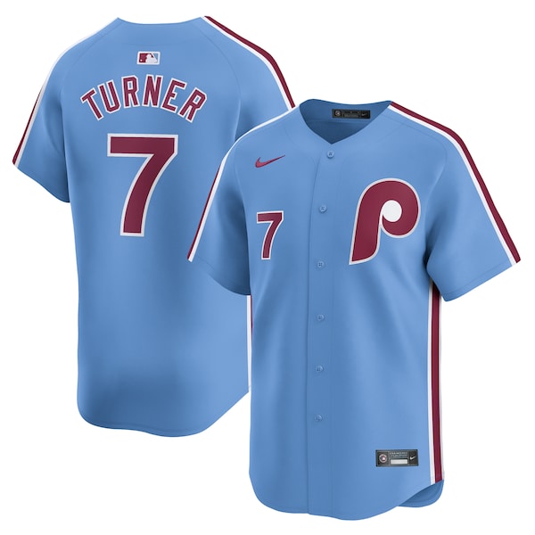 Trea Turner Philadelphia Phillies Nike Alternate Limited Player Jersey – Light Blue