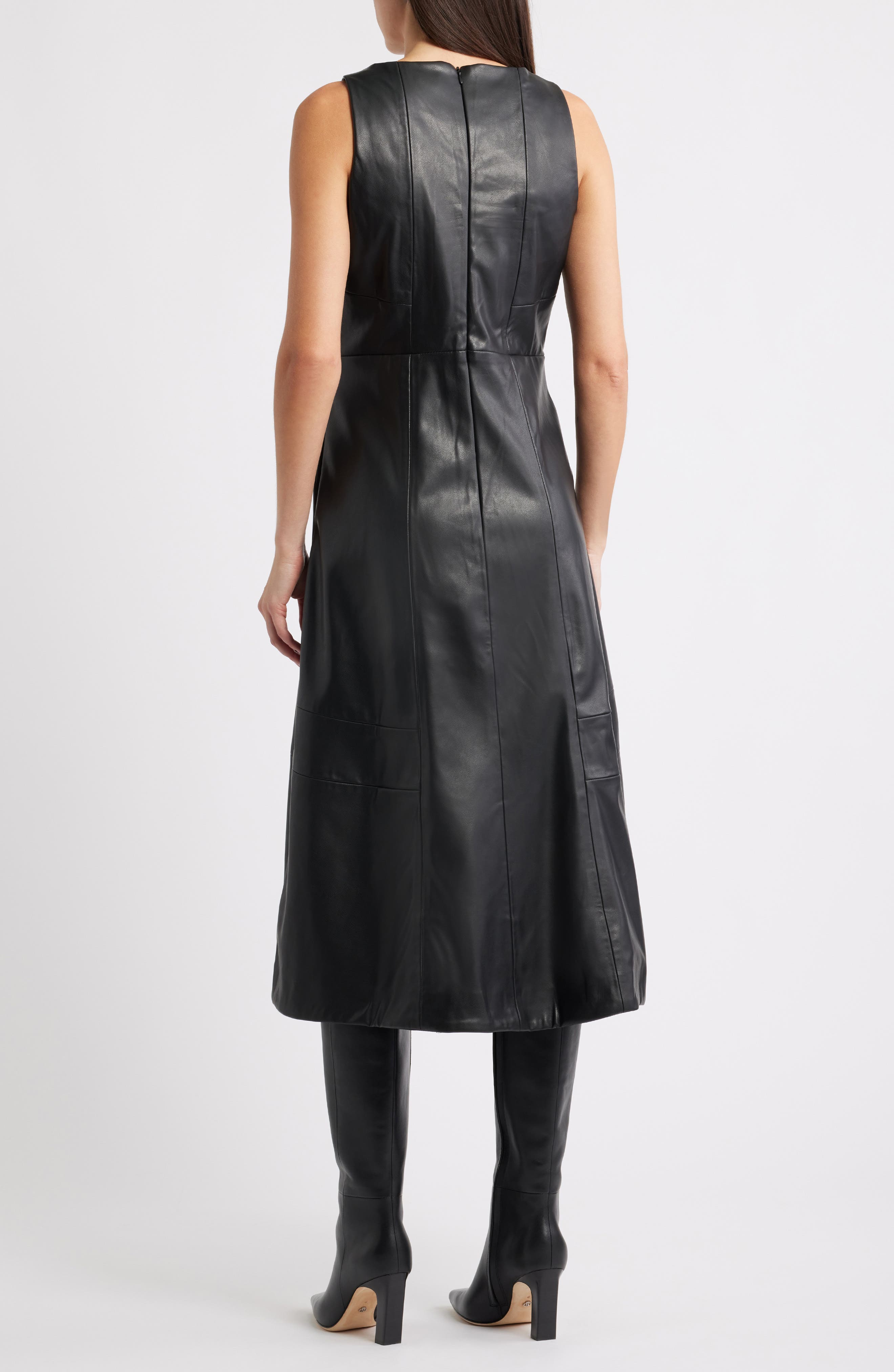 Halogen® Structured Faux Leather Midi Dress