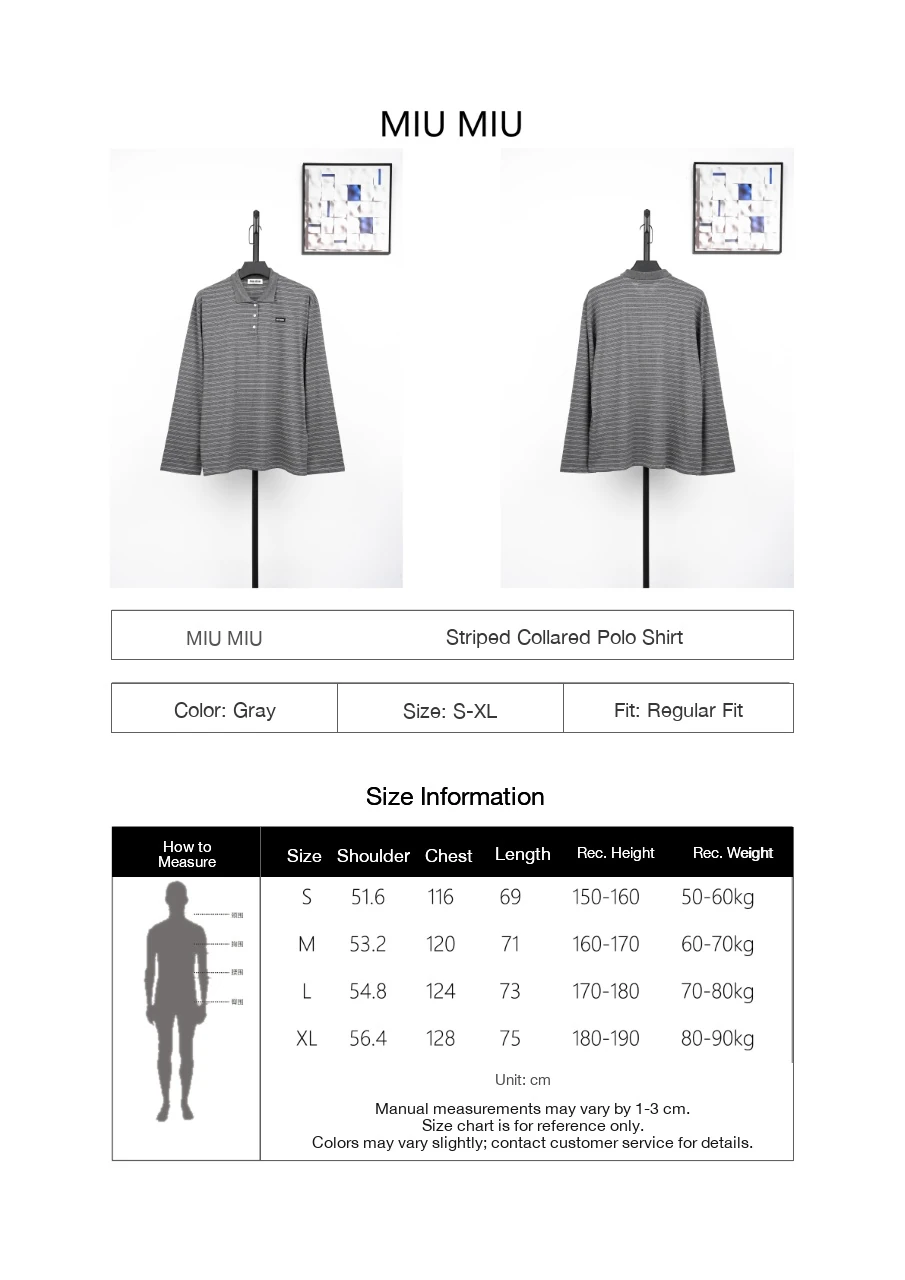 Miu Miu Grey Black Fine Stripe Long Sleeve Polo Shirt product photo from LabelPicks