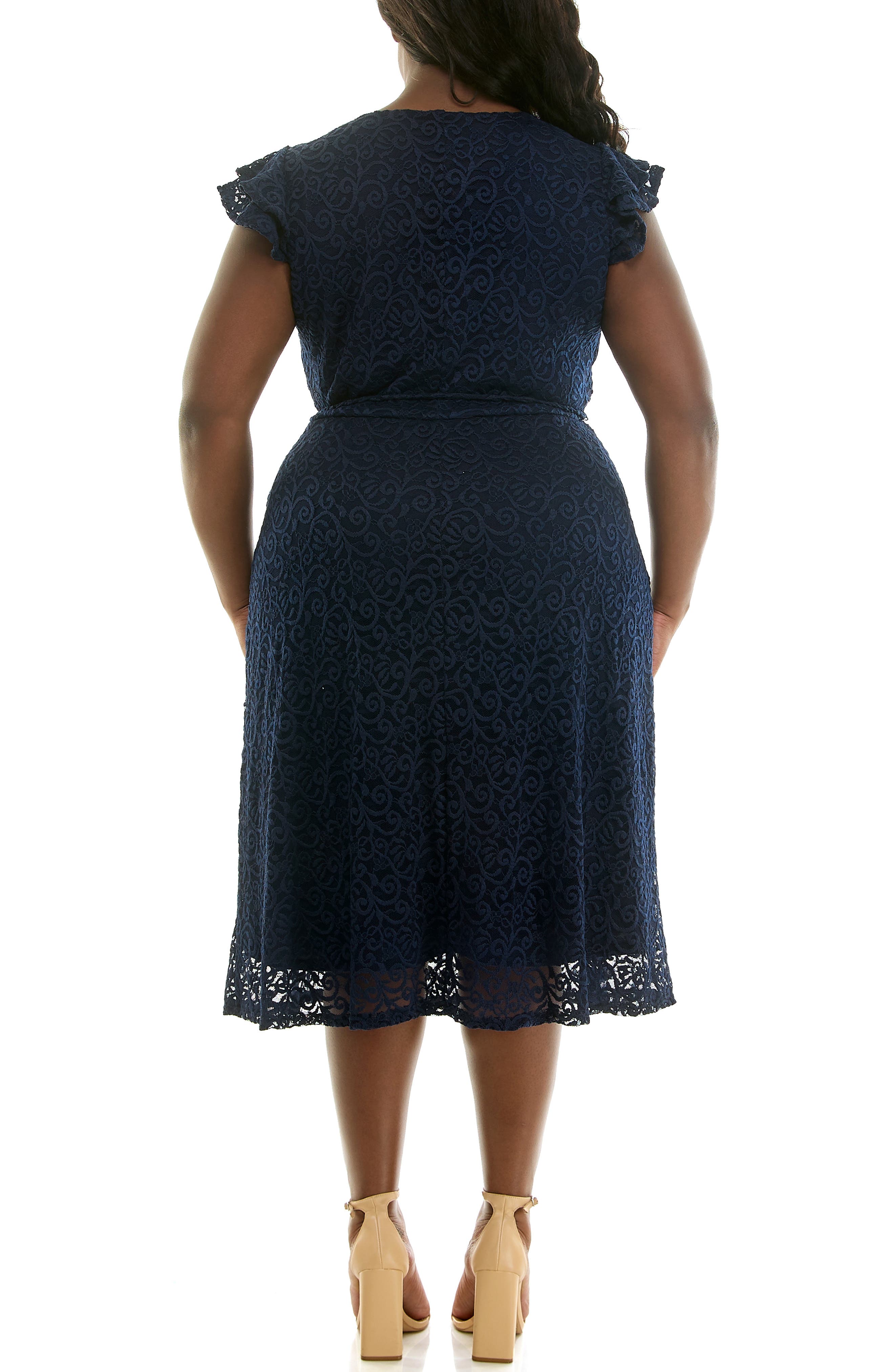 Nina Leonard Lace Fit & Flare Dress