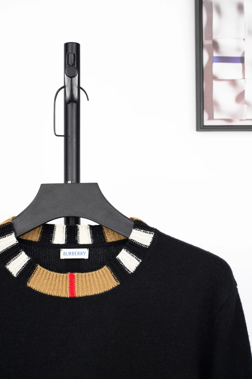 Burberry Black Check Ribbed Crewneck Sweater product photo from LabelPicks