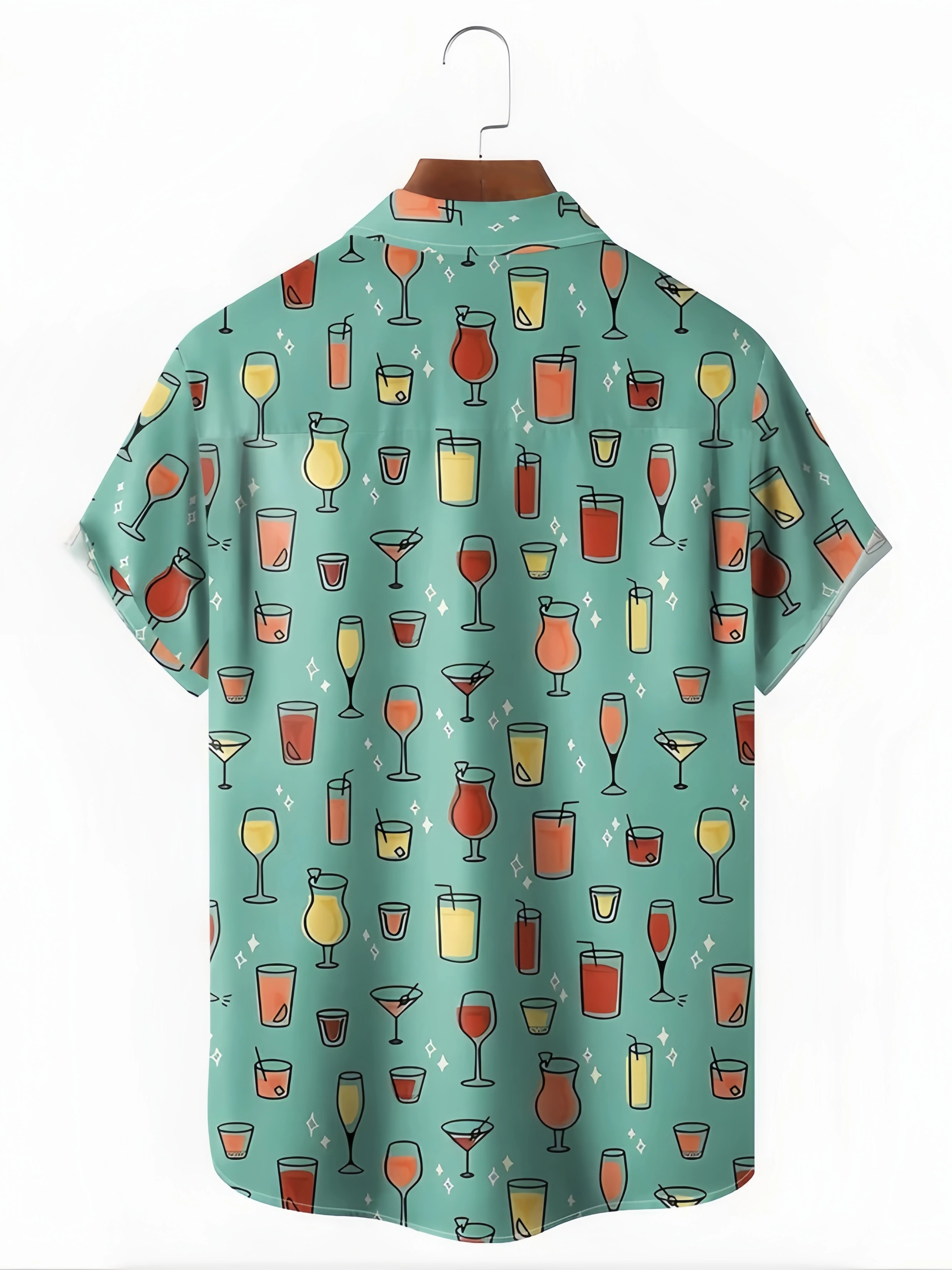 Cocktail Chest Pocket Short Sleeve Hawaiian Shirt