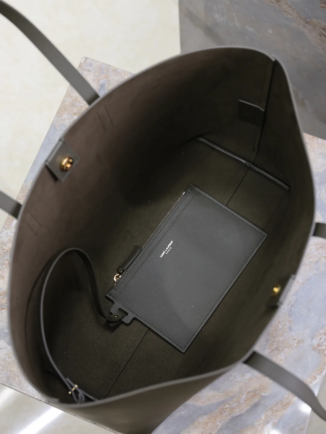Saint Laurent Green Calfskin Tote Bag product photo from LabelPicks