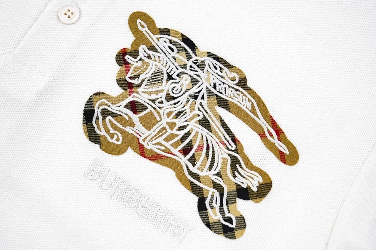 Burberry White Check Equestrian Knight Embroidered Polo Shirt product photo from LabelPicks