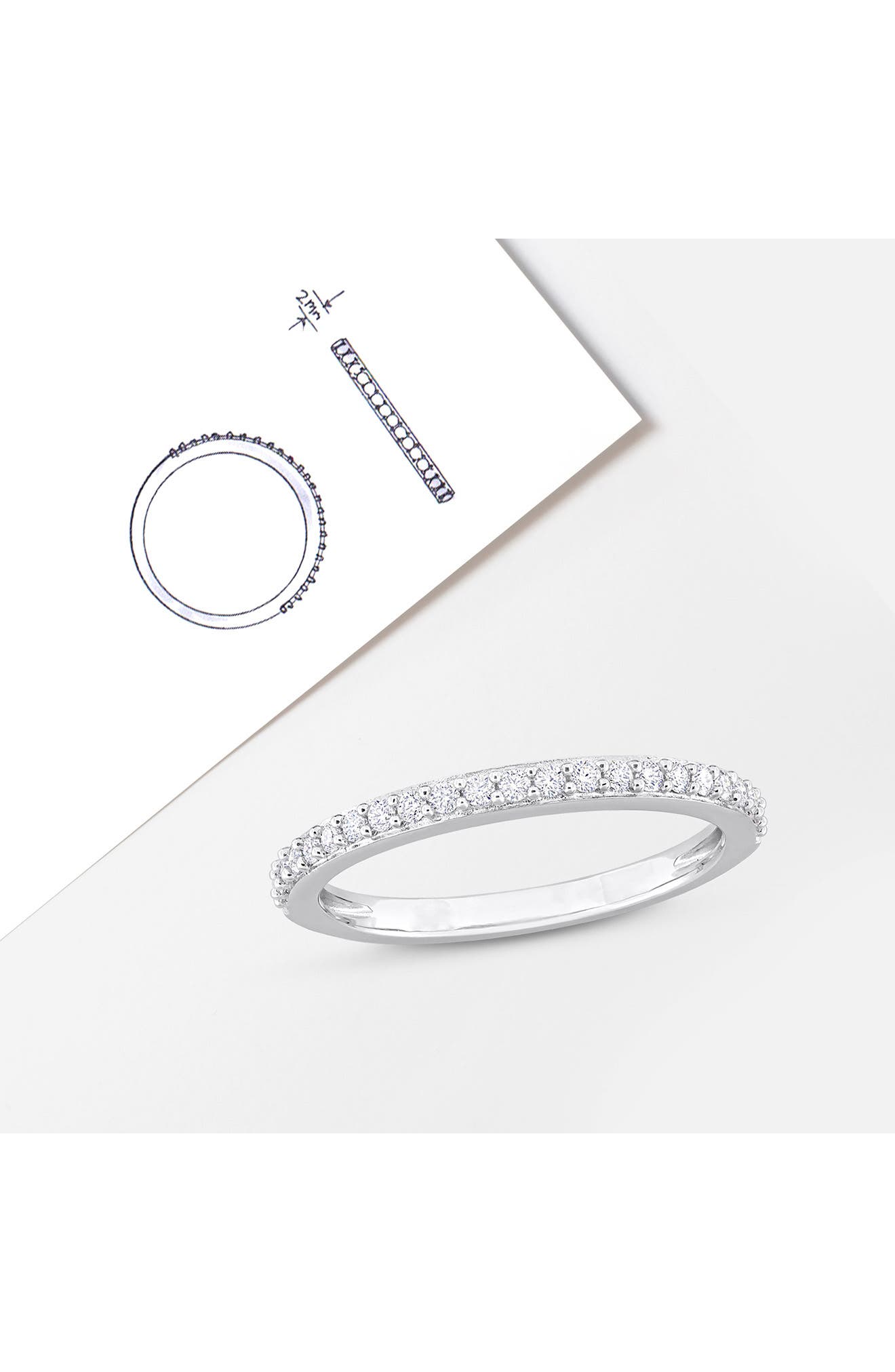 DELMAR Sterling Silver Created Moissanite Band Ring