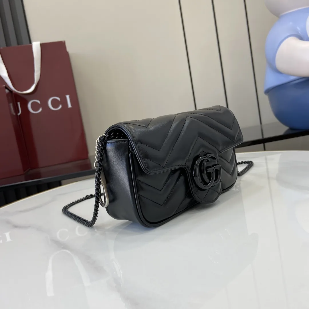 Gucci Marmont Black GG Supreme Canvas Shoulder Bag product photo from LabelPicks