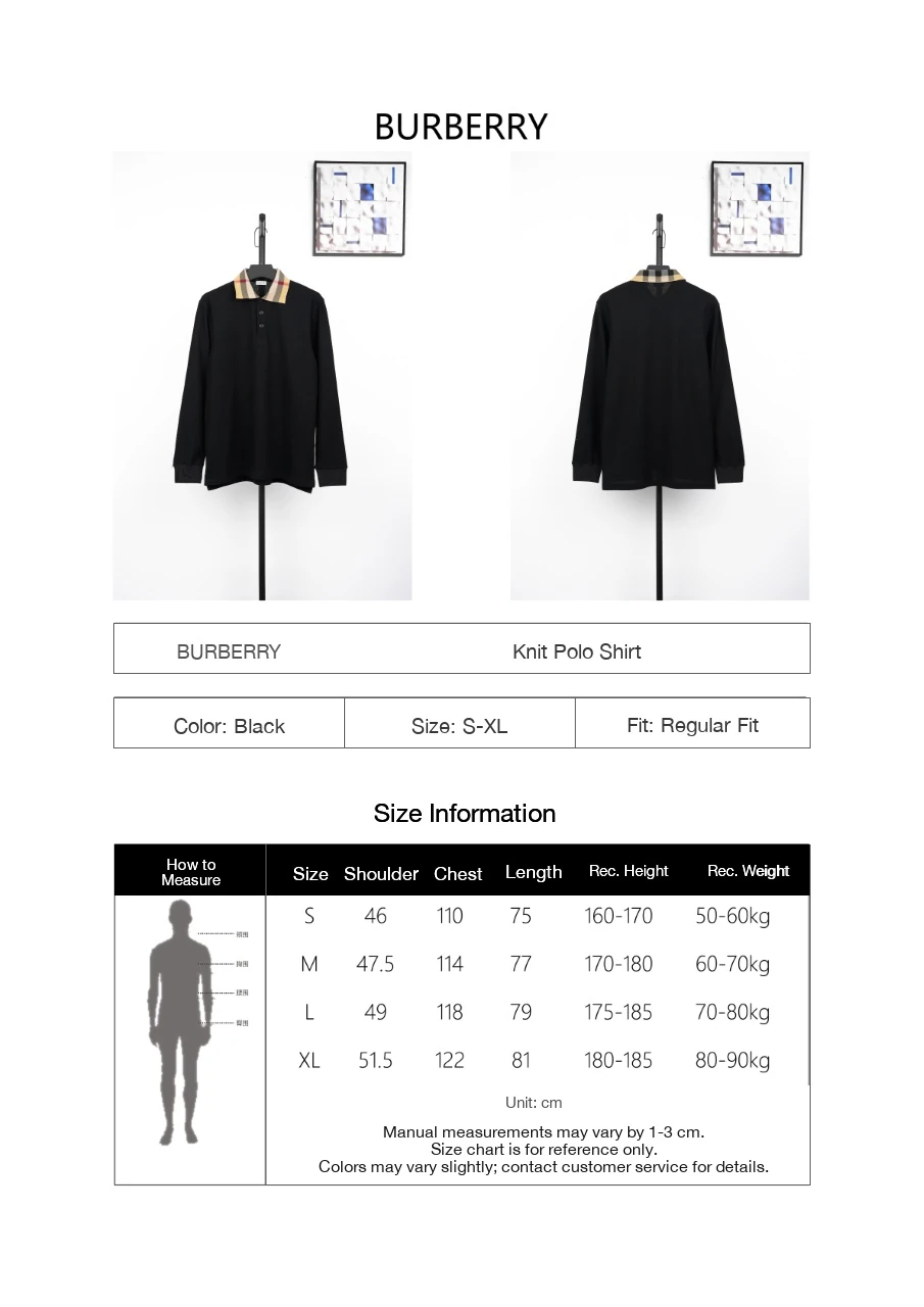 Burberry Black Check Collar Long Sleeve Polo Shirt product photo from LabelPicks