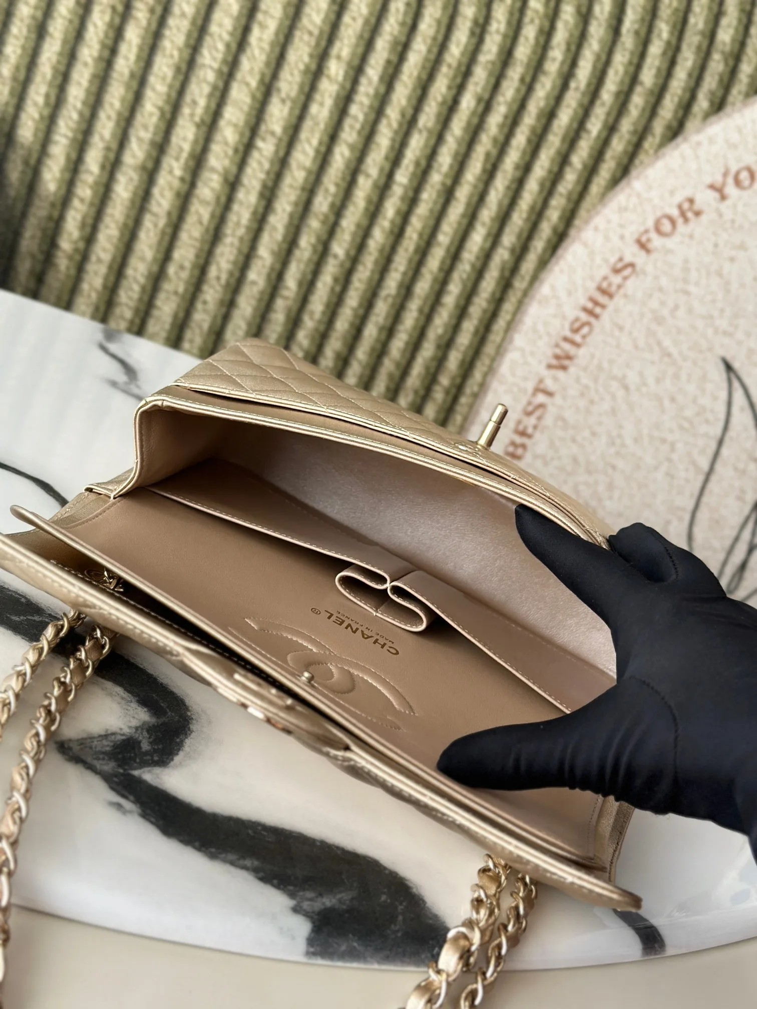 Chanel Classic Flap Gold Lambskin Shoulder Bag product photo from LabelPicks