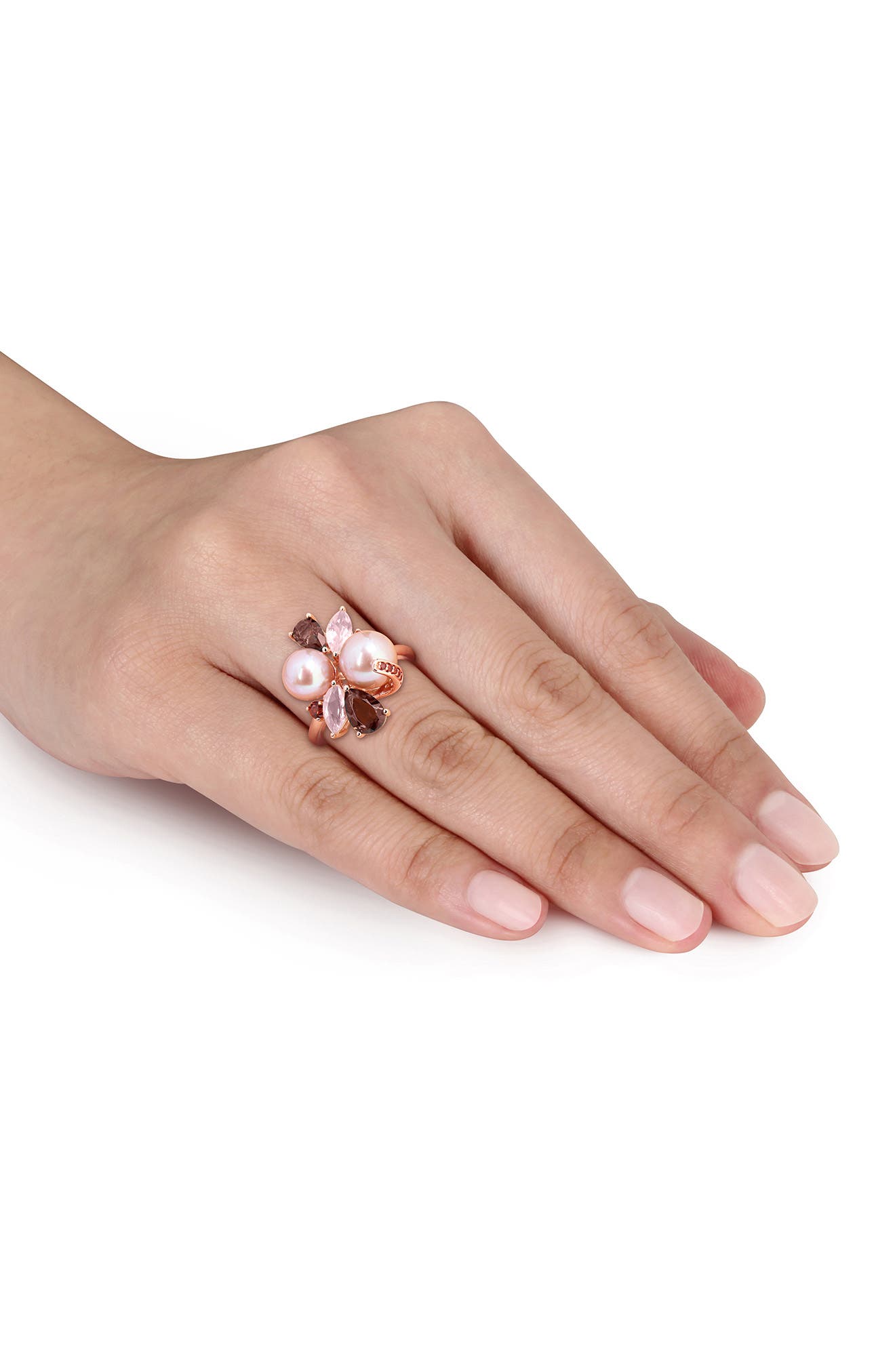 DELMAR 7-8.5mm Pink Cultured Freshwater Pearl Ring