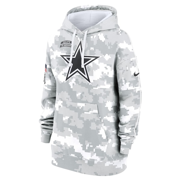 Dallas Cowboys Nike Women's 2024 Salute To Service Club Fleece Pullover Hoodie - Arctic Camo