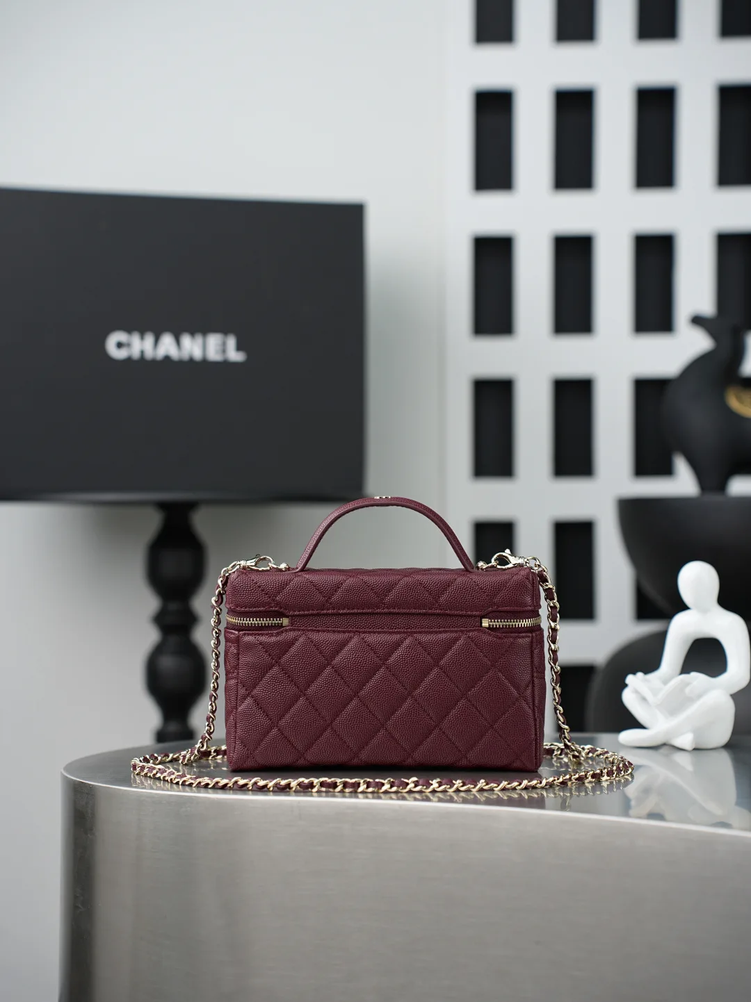Chanel Burgundy Quilted Leather Top Handle Bag product photo from LabelPicks