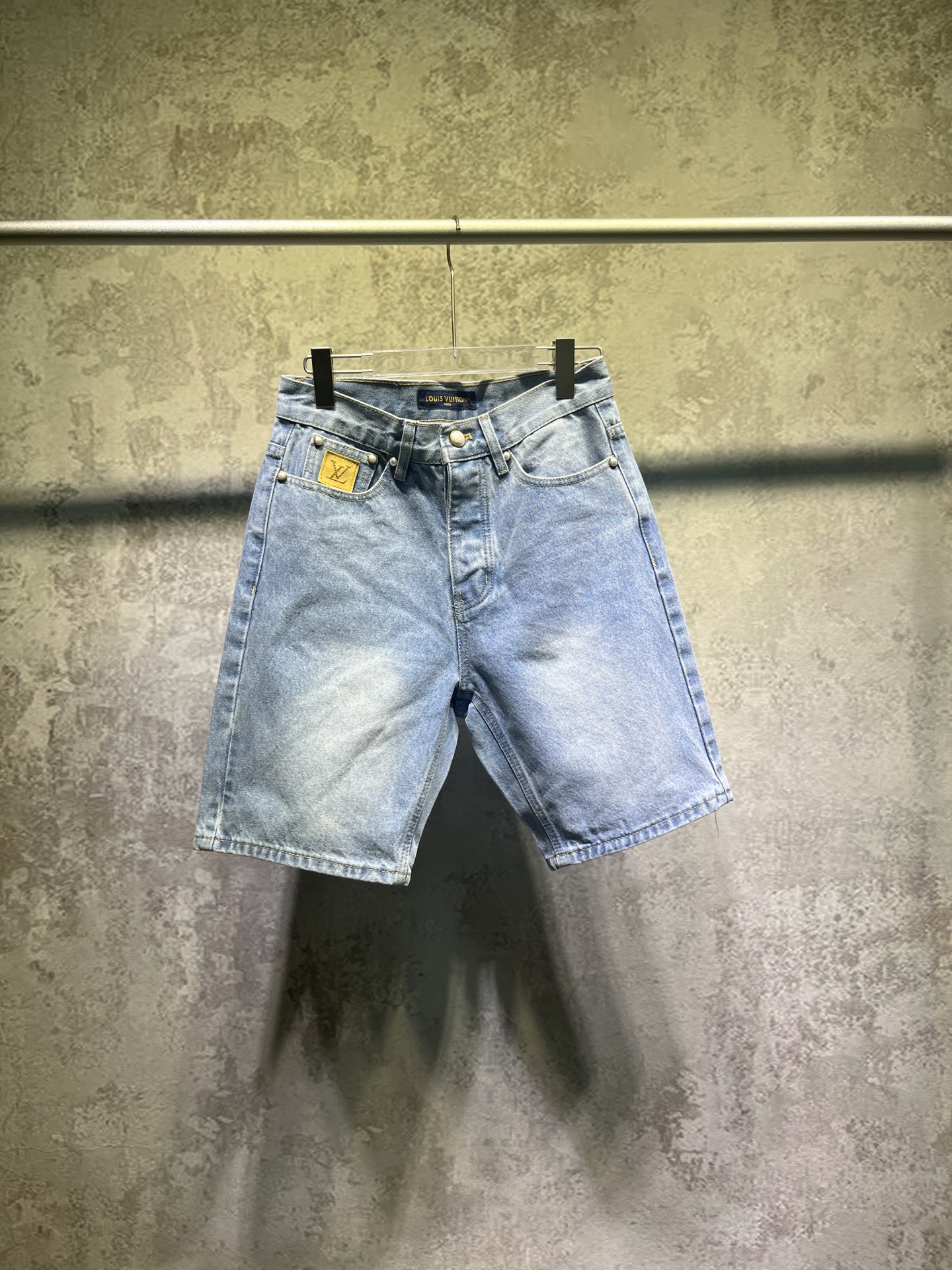 0227 letter embroidered denim shorts