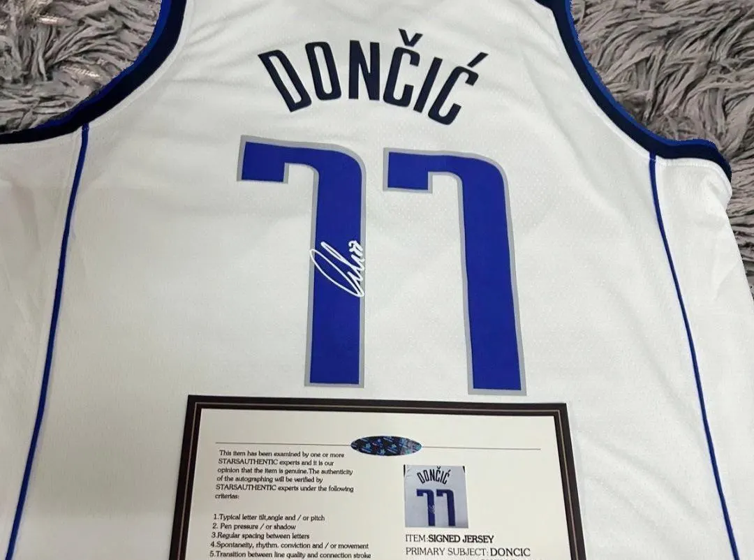 Luka Doncic SIGNED Don膷i膰 Signature Dallas Mavericks White Shirt/Jersey - COA - 21/22