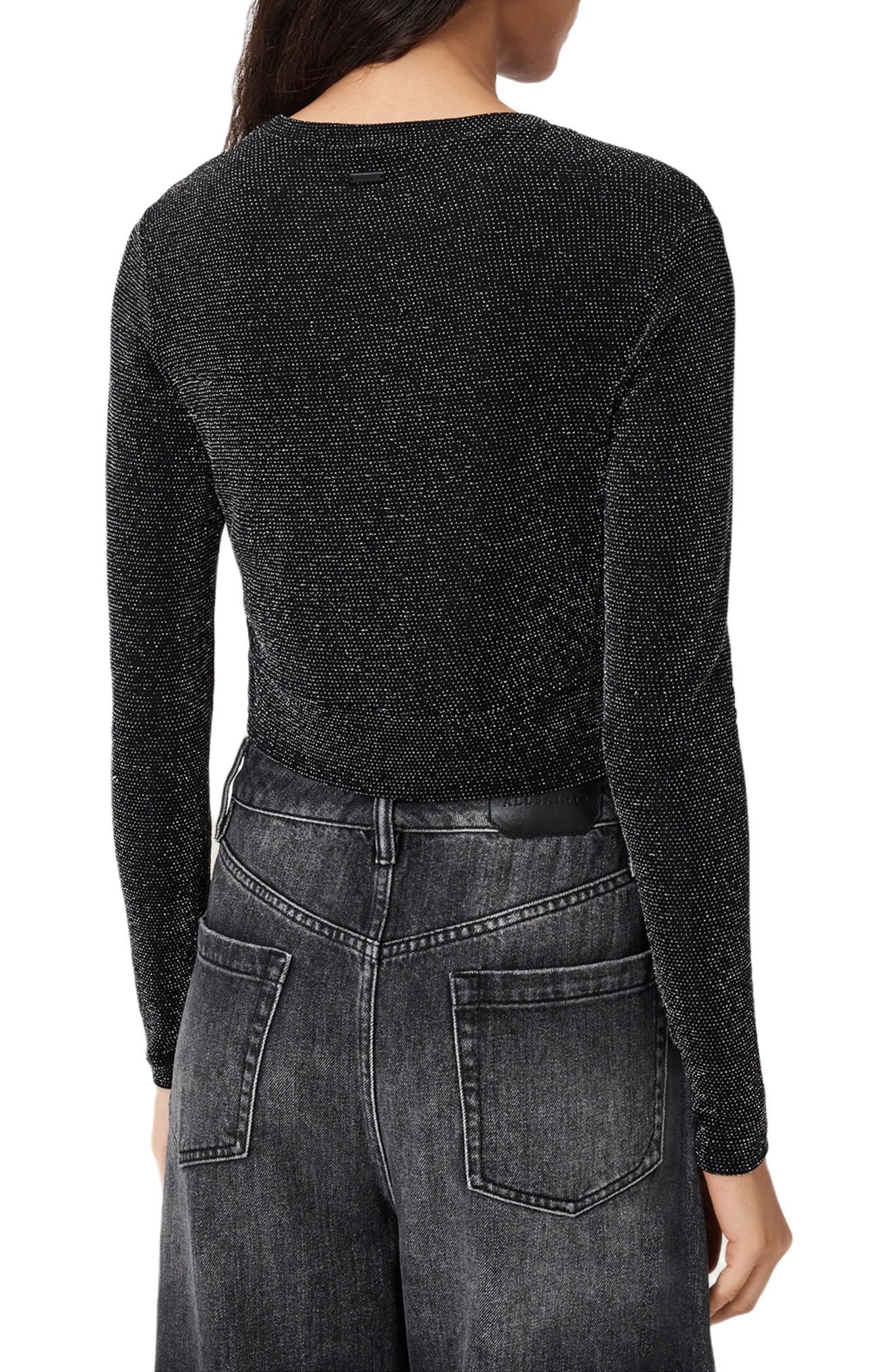 AllSaints Skylar Metallic Twist Front Top