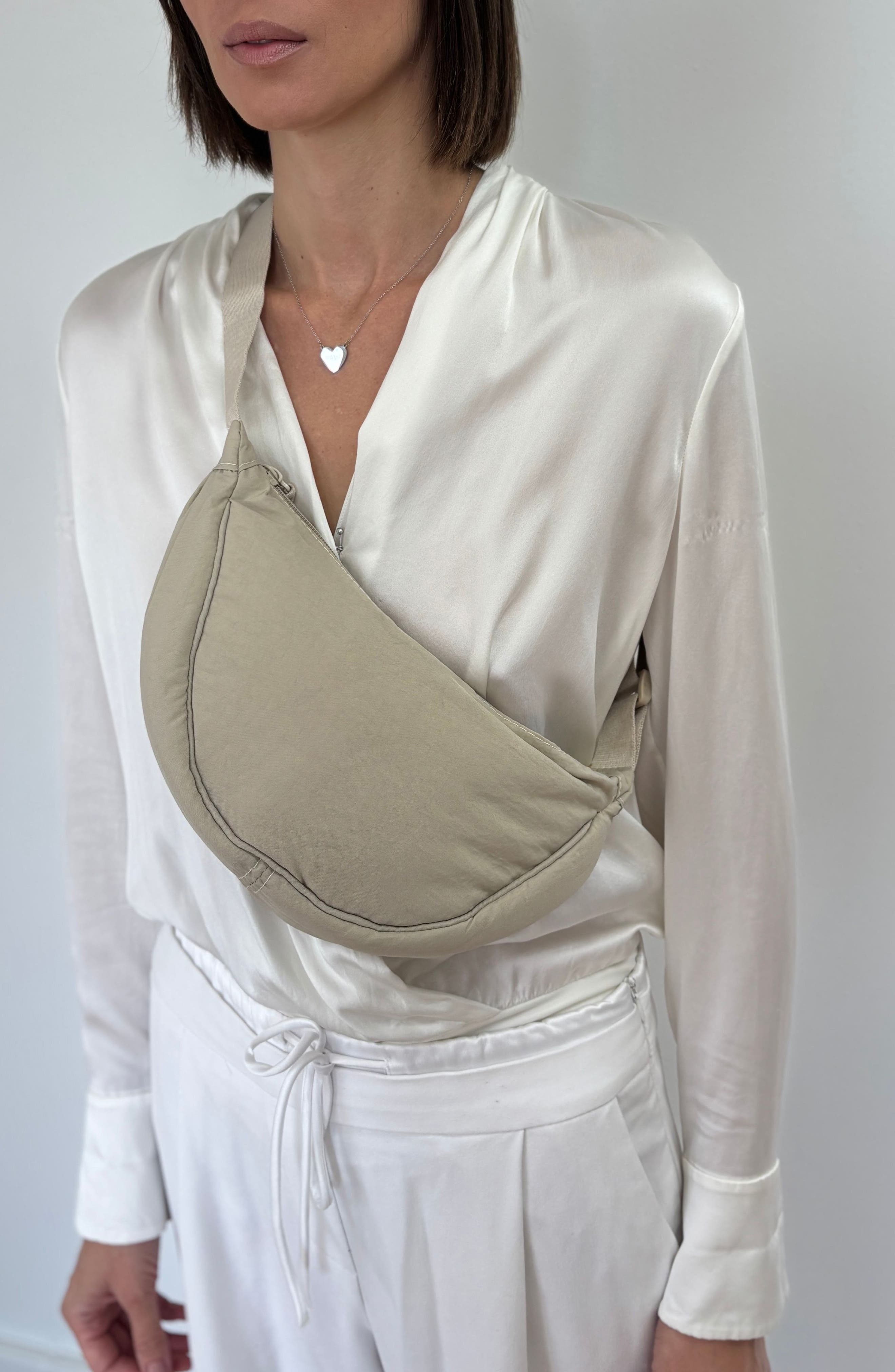 Adornia Cream Sporty Adjustable Moon Bag