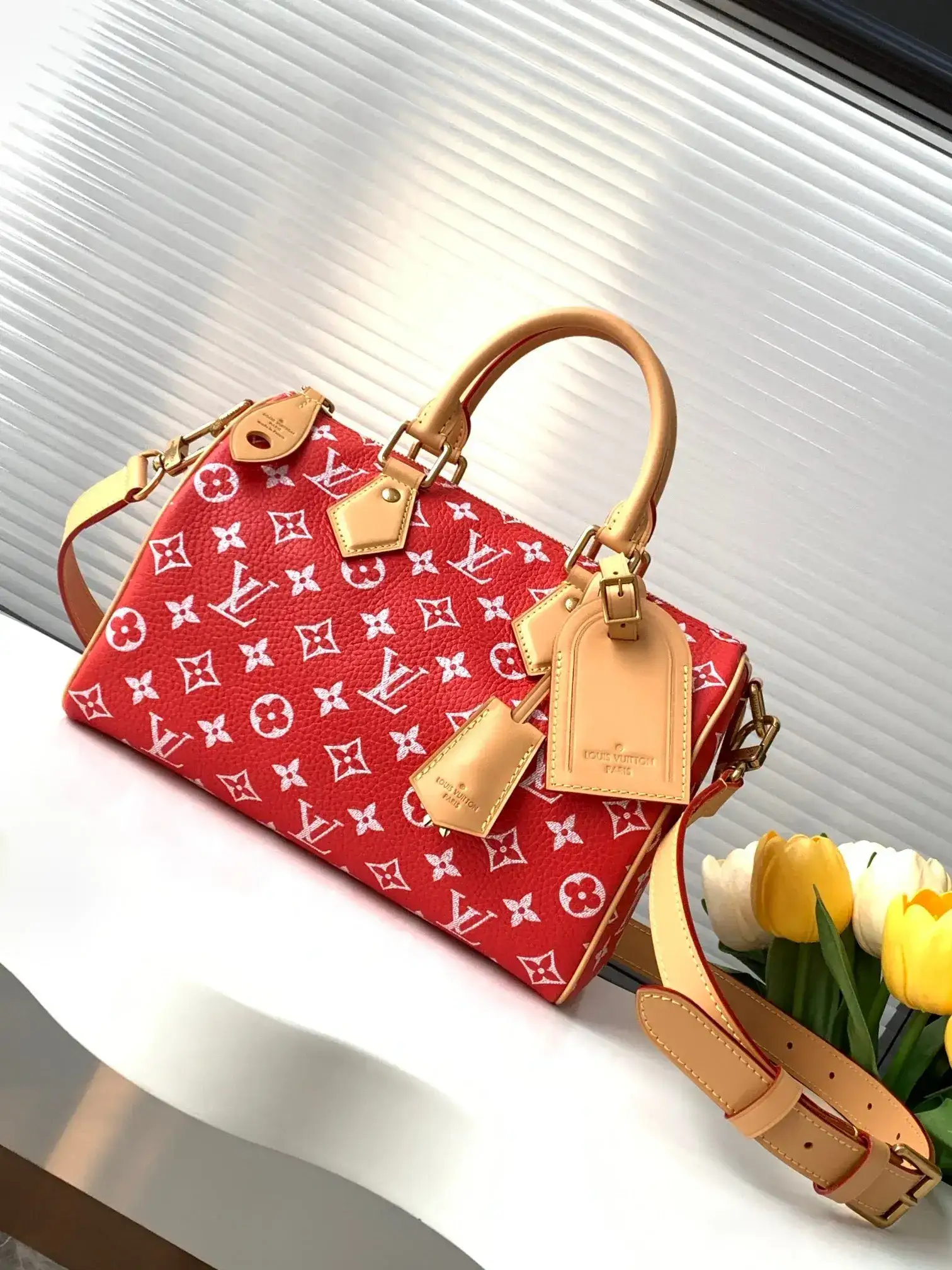 Louis Vuitton Red Speedy Lambskin Top Handle Bag product photo from LabelPicks