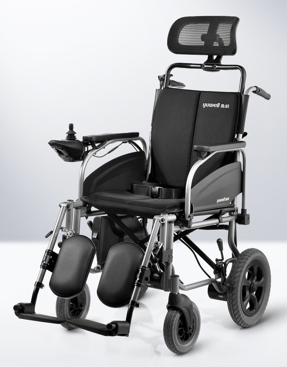Yuwell Electric Wheelchair D130TL Lightweight Foldable stretcher Liked Lie Flat - GreshamTech