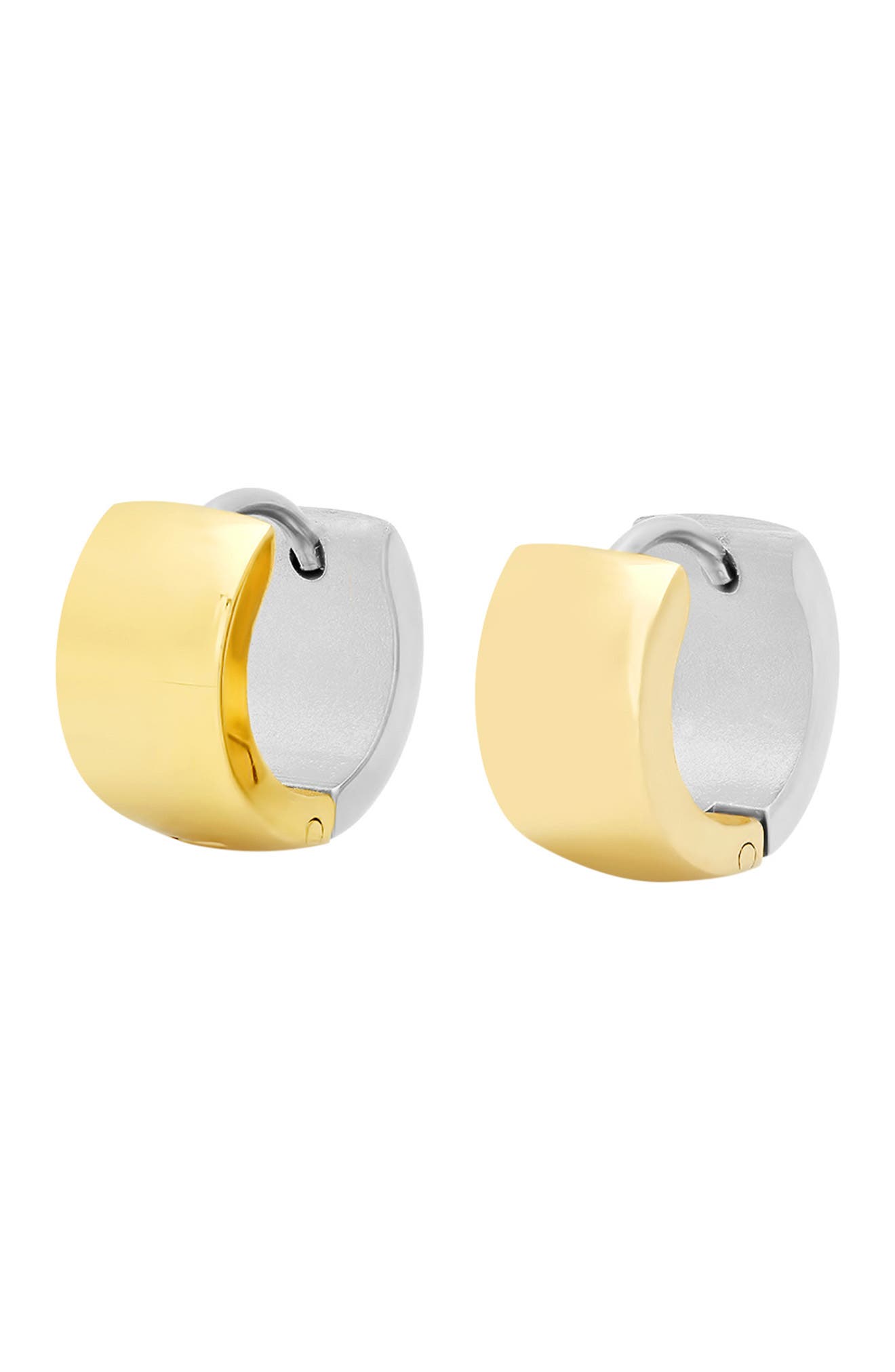 HMY JEWELRY Two-Tone Stainless Steel Huggie Hoop Earrings