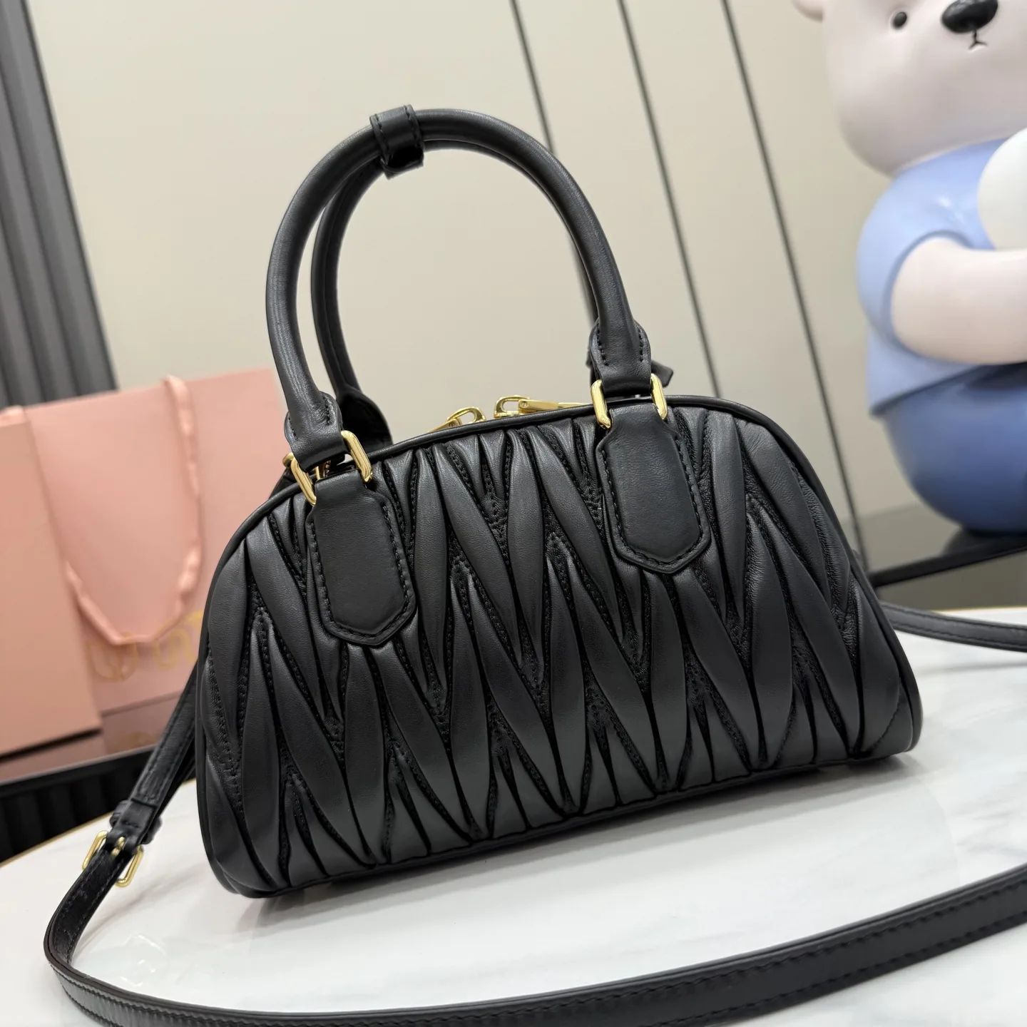Miu Miu Arcadie Black Lambskin Top Handle Bag product photo from LabelPicks