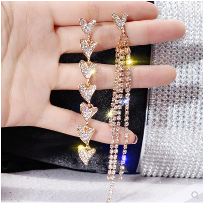 Asymmetric love Earring Female long tassel earrings personality temperament earrings joker earrings