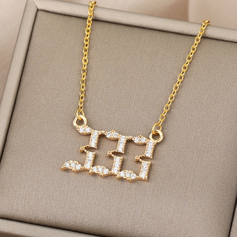 111-999 Angel Number Necklace with Bling Zirconia