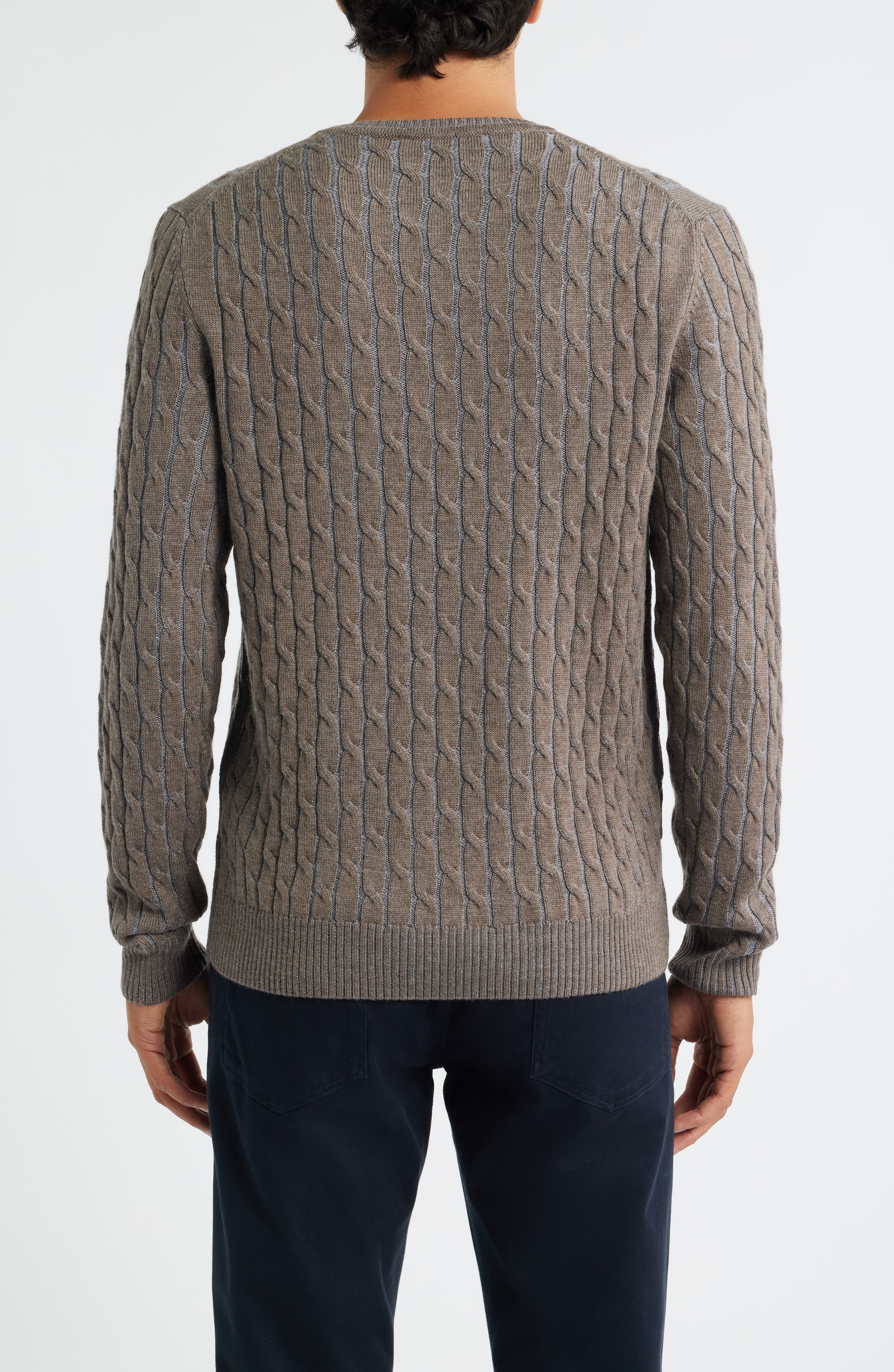 Jack Victor Crewneck Merino Wool Cable Sweater