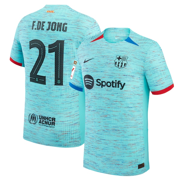 Frenkie de Jong Barcelona Nike 2023/24 Third Authentic Jersey - Aqua/Royal/White